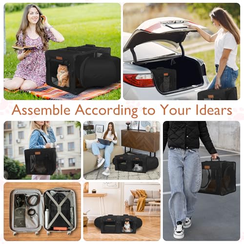 Petux Transportadora De Viagem Para Gatos Pequenos Com Caixa Pequena, Transportadora Portátil 2 Em 1