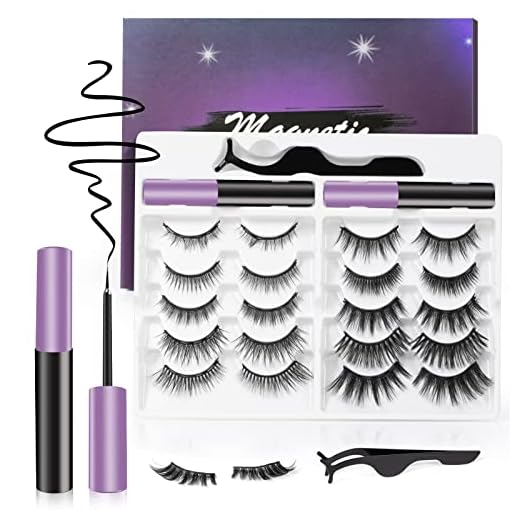 Magnetic Eyelashes Kit, Reusable Magnetic Lashes with Eyeliner, Natural Look & Soft Magnetic False Eyelash Kit with 2 Tubes of Magnetic Eyeliner and Tweezers[10 Pairs]