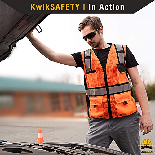 Kwiksafety - Charlotte, Nc - Roadboss Economy Safety Vest [Solid Reflective Tape] Class 2 High Visibility Ansi Osha Heavy Duty Surveyor Construction Mesh Hivis Men Work Gear/Orange Large #TOP7