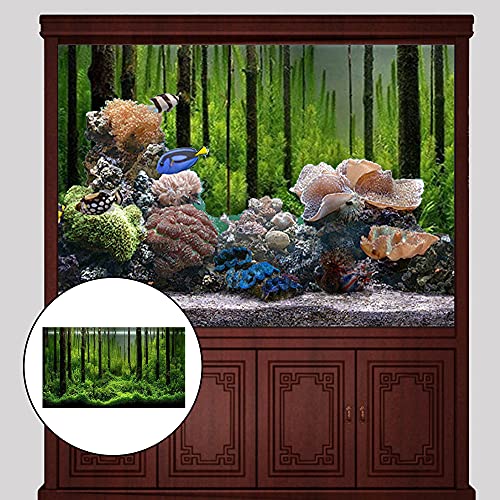 Image of PVC Adhesive Underwater Forest Tank Background Poster Fish Tank Decorations Background Pictures Aquarium PVC Adhesive Poster for Fish Tank