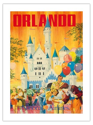 Image of Orlando - Florida, USA - Walt Disney World Resort - National Airlines - Vintage Airline Travel Poster by Bill Simon c.1970s - Fine Art Matte Paper Print (Unframed) 18x24in