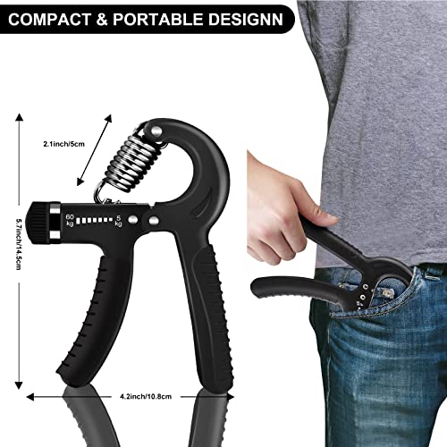 Grip Strength Trainer (2Pack) Hand Grip Strengthener Adjustable Resistance 11-132Lbs (5-60Kg), Forearm Exerciser For Muscle Building And Injury Recover And Hand Rehabilitation Exercising #TOP3