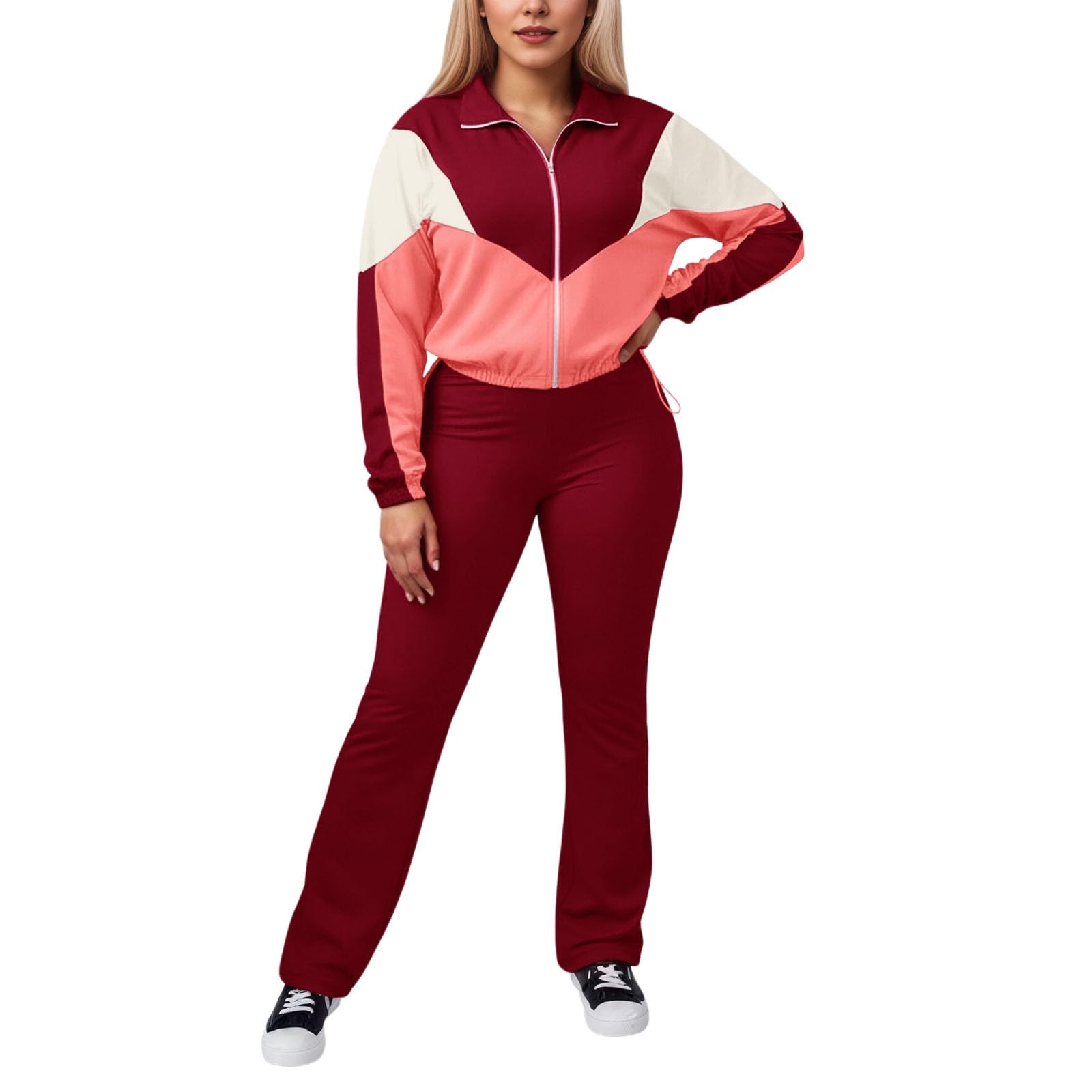 Conjunto Deportivo Femenino de Dos Piezas con Chaqueta Cremallera y Pantalones Ajustados para Yoga Gimnasio y Uso Diario