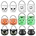 Cabilock 12PCS Halloween Trick or Treat Candy Holder Candy Pots Pumpkin Ghost Skull Bucket Pail with Handle Party Supplies
