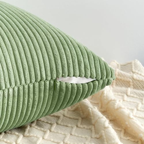 Image of Topfinel Decorative Sage Green Throw Pillow Covers Cushion Cases, Set of 4 Soft Velvet Modern Double-Sided Designs Match for Home Decor, Pillow Inserts Not Included (18x18 inch)