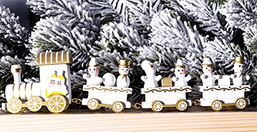 Image of St Helens Home & Garden Wooden Christmas Train Set Decoration in White and Gold - Delight old and young alike this Christmas