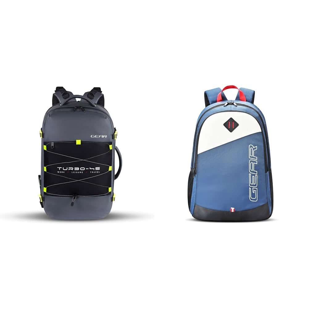 gear Turbo 21"/45L Large Water Resistant Anti theft Laptop Backpack with Raincover | Backpack | + 14 cms Blue Casual Backpack (MDBKPECO50504)-picture-17