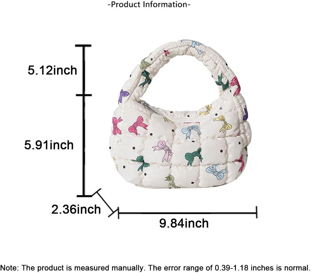 Quilted Puffer Tote Bag Mini Handbag Puffer Puff Bag Puffy Nylon Bag Lightweight Carryall Bag Puffy Purses for Women - Image 7