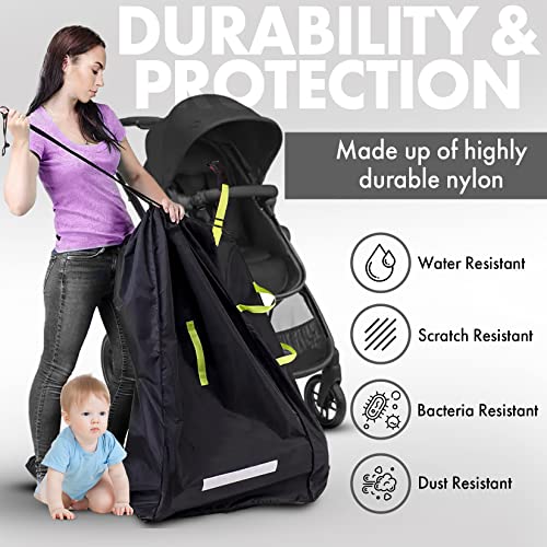 Stroller Travel Bag For Airplane Gate Check – Protective Airport Approved Baggage Gate Check Storage Sack For Traveling With Standard Or Double Stroller – Easy Carrying With Padded Backpack Straps #TOP2