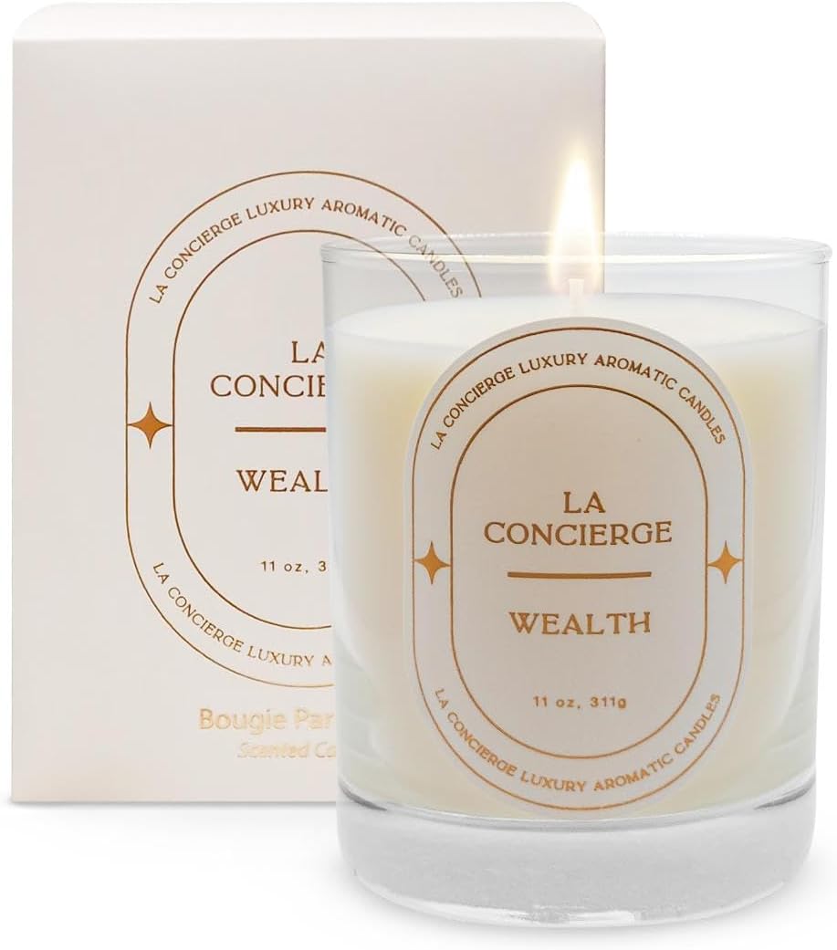 La Concierge Luxury Aromatic Amber, Bergamot, Patchouli, Vanilla Candle, Gift, Relaxation, Best Candles for Home, Handpoured Premium Soy Candle, Highly Scented, 11oz, 80 Hour Burn Time