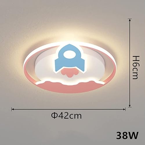 Miniatura 3 de NERDOH Lámpara de techo LED para niños diseño de cohete lámpara de techo de acrílico de dibujos animados regulable con lámpara de control remoto