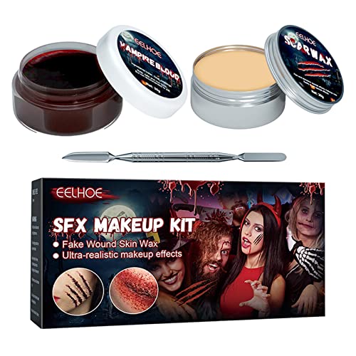 Scar Wax Kit Falso Sangue Gel,Kit de cera para cicatrizes | Gel de sangue falso SFX Halloween maquia