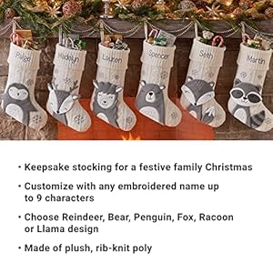Lets Make Memories Customized Holiday Critters 3 D Plush Christmas Stocking for Family Reindeer