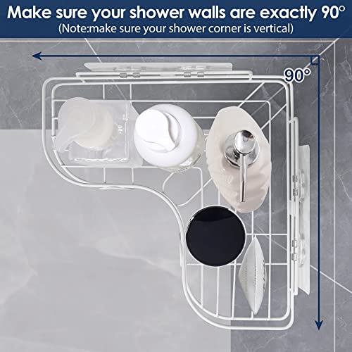 Adoramour Corner Shower Caddy Set -2 Pack Bathroom Organizer With Soap Dish, Adhesive Storage Rack For Toiletries, Shower Shelf Drill-Free Or Drilling Install Options Shampoo Holder, White #TOP5