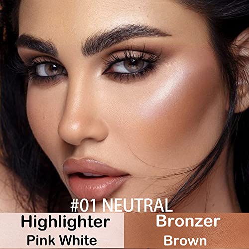 Evpct 2Pcs 2In1 Face Cream Contour Stick Makeup Highlighter Highlight Brown Creme Cheek Contour Sticks Contorno En Crema Bronzer Bronzing Foundation Stick Kit Long Lasting,01 Neutral & 03 Light-Medium #TOP1