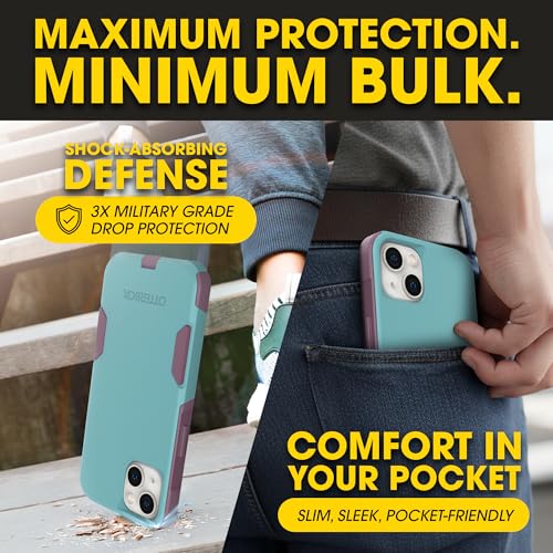 OtterBox iPhone 13 (Only) – Commuter Series Case – Thin, Dual-Layer, Pocket-Friendly, Port Cover – Teal/Pink by OtterBox - Used condition - Image 7