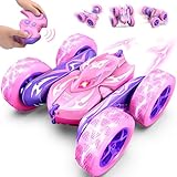 HappyGoLucky 360° Flips Girls Unicorn Remote Control Cars, 15KM/H, 2.4GHz Kids Girls Toys Age 3 4 5 6, RC Stunt Car Outdoor Garden Toys Birthday Presents Easter Gifts for 3-12 Year Olds Girls, Pink