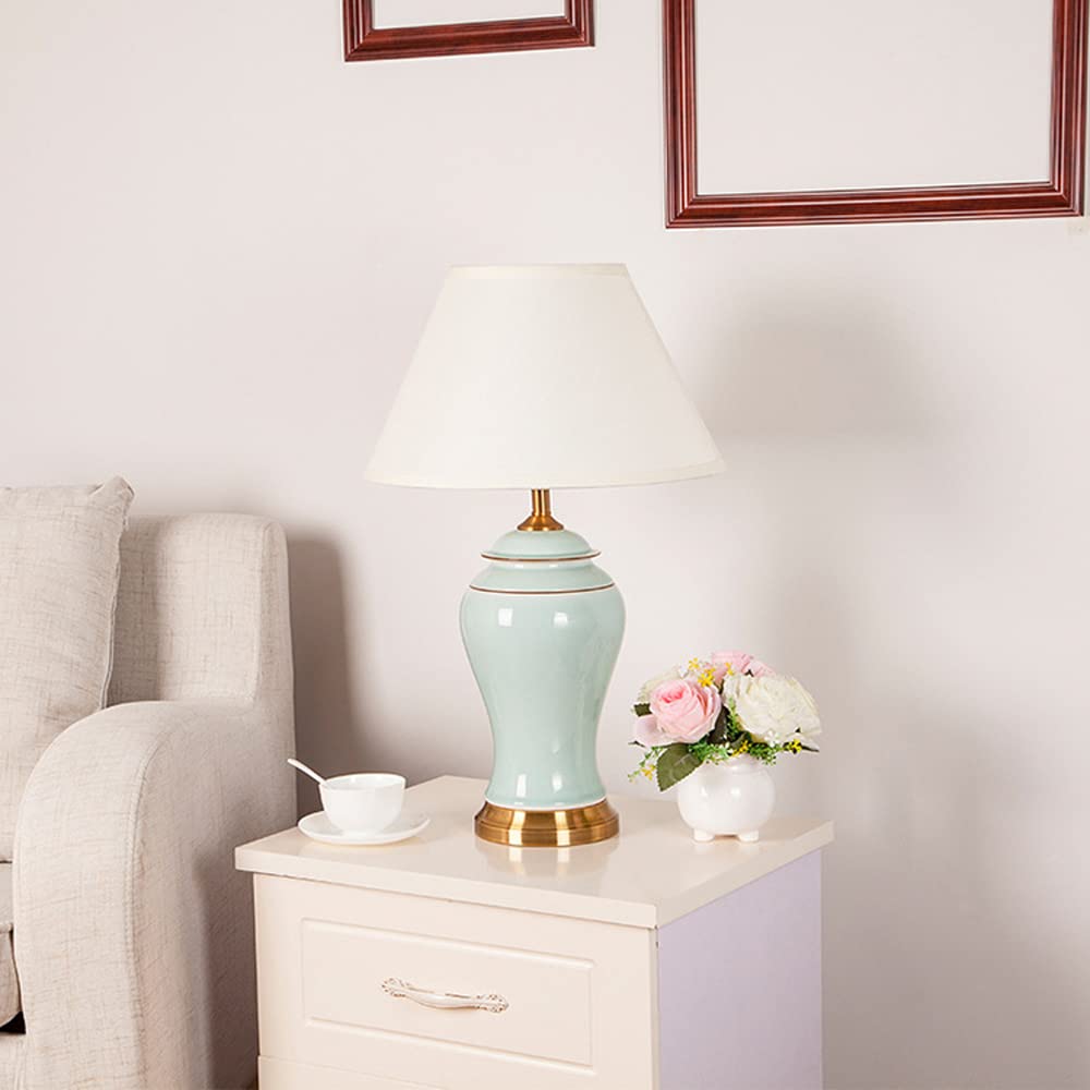 Lampade da tavolo Lampada da tavolo in ceramica con decorazione ciano Lampada da comodino camera da letto moderna e semplice Lampada da tavolo cinese per lampada da tavolo comodino da scrivania