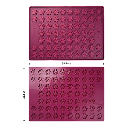Collory Medium Pfoten (3cm) Silikon Backmatte, Hunde Tatzen, Backform für DIY Hundekekse und Leckerlis, Knochenbackform, Pralinenform, Schokoladenform, Antihaftend und Lebensmittelecht (BPA-Frei)