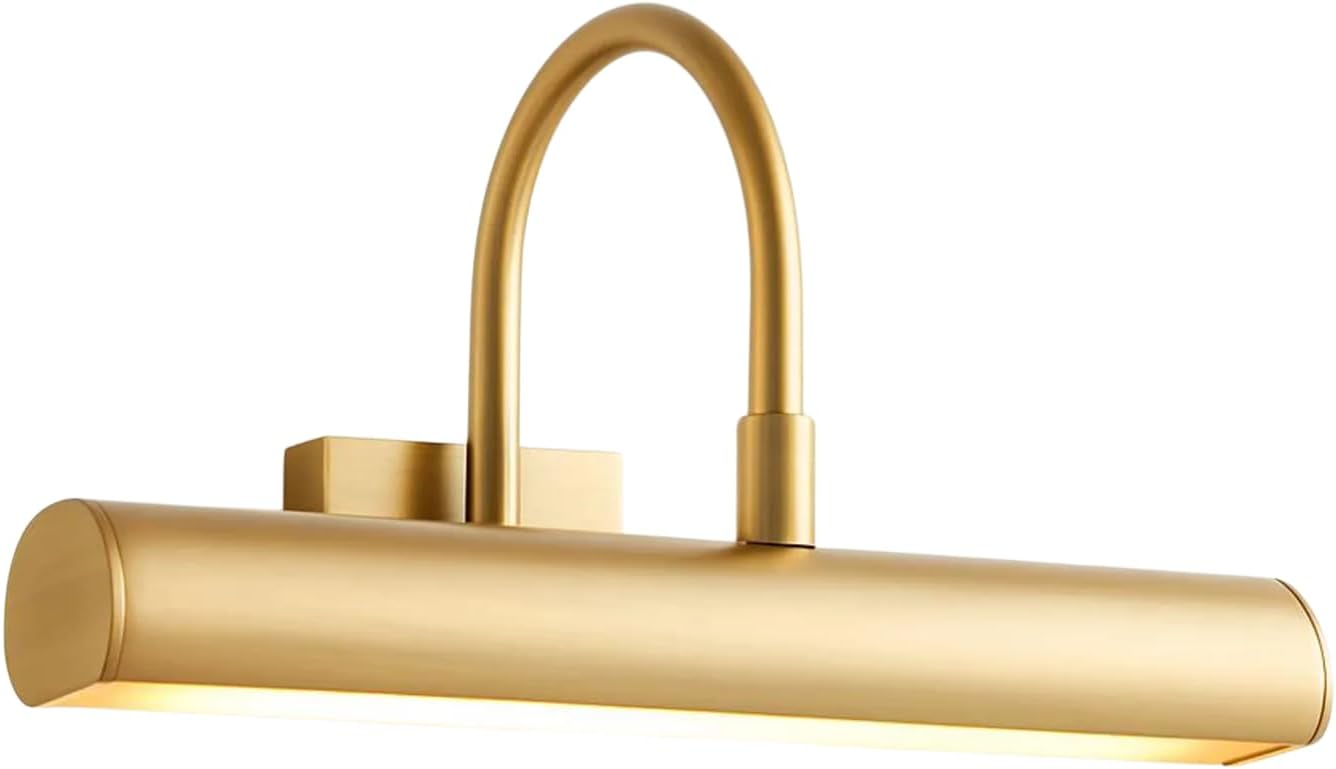 Solid Brass Picture Light – Adjustable Gallery Wall Art Lamp, Vintage Brass Painting Light, Plug-in & Hardwired LED Art Light for Frames, Photos & Mirrors (Polished Brass, 16 Inches)