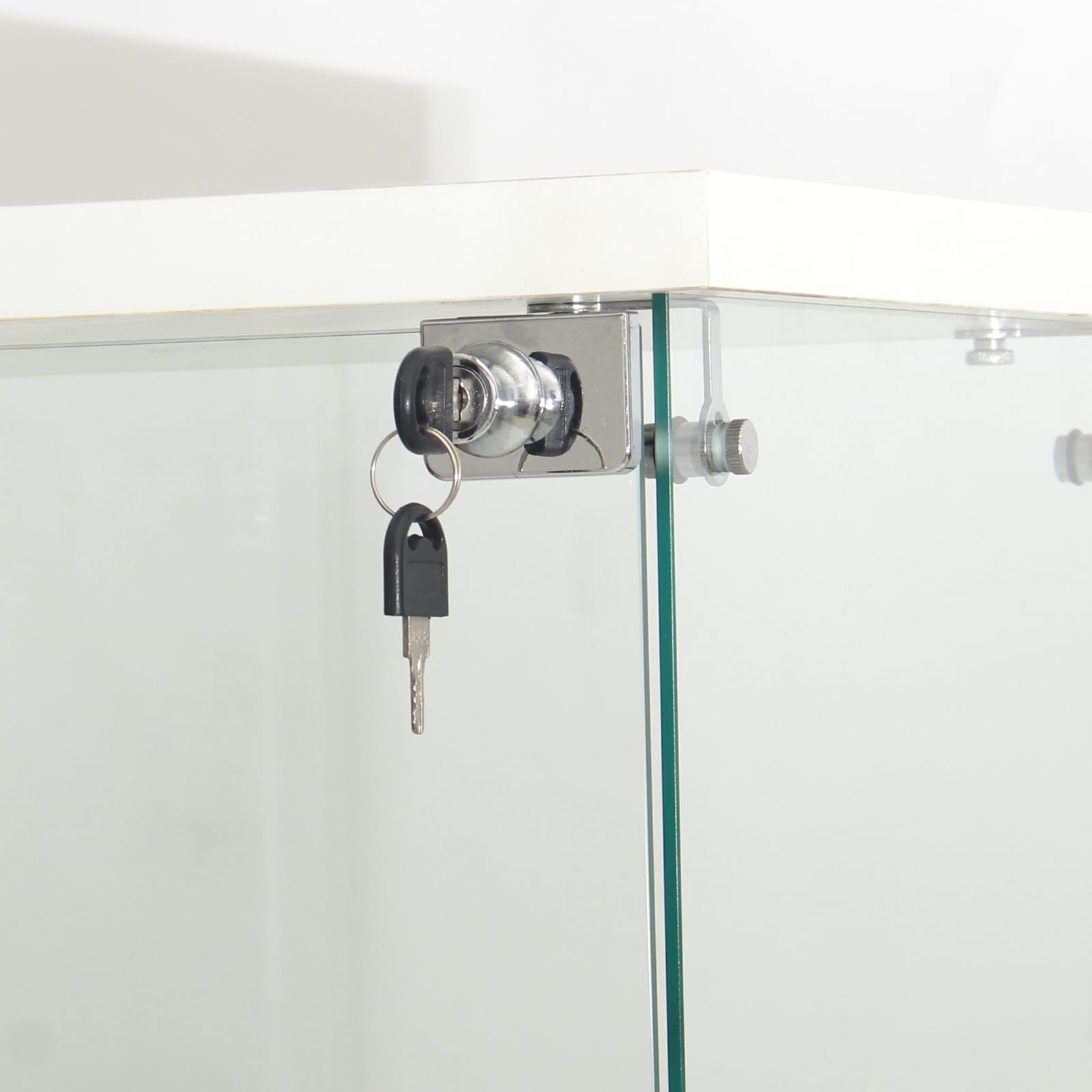 Vitrina de cristal, armario para estanterías, armario de almacenamiento en el suelo, transparente, vitrina moderna de colección para bar, salón, dormitorio, oficina (blanco, 4 pisos LED, 164 x 42 x 36