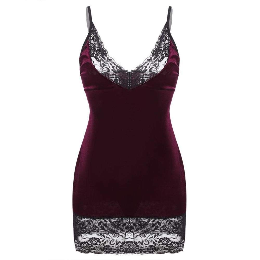 Vêtements Techniques Et Spéciaux Érotisme Sexe Et Sensualité Été Sexy Chemise De Nuit en Dentelle Solide Col en V Babydoll Lingerie Sexy Lagre Taille Robe Courroie Vêtements De Nuit pour Les Femm