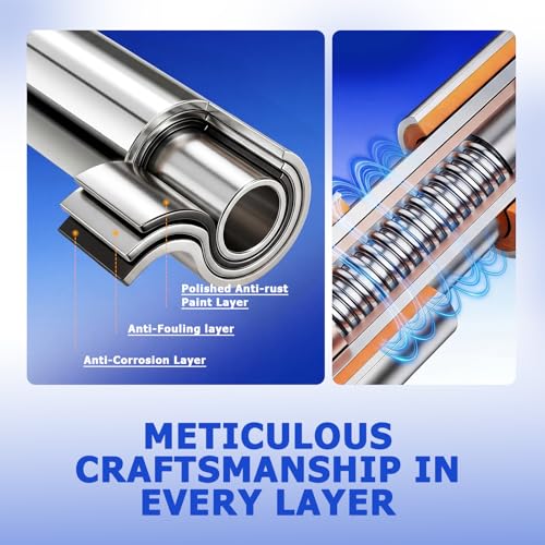 Bonpally Shower Curtain Rod, Adjustable 32-61 Inches Spring Tension Rod, Non-Slip No Drilling Stainless Steel Shower Rods for Bathroom Window Room Divider, Never Rust, Chrome — view 3