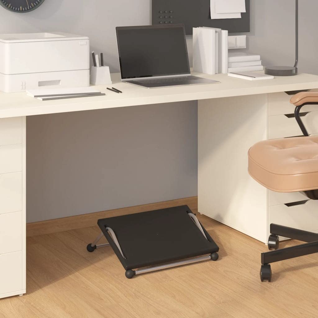 vidaXL Reposapiés Soporte Apoyo Pies Oficina Debajo Escritorio Trabajo Casa Hogar Antideslizante Altura Ajustable Inclinación Negro