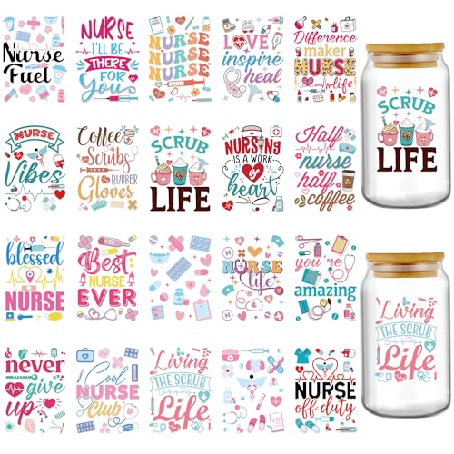 UV DTF Cup Wraps Nurse Inspirational Quotes Stickers for 16 oz Glass Mugs