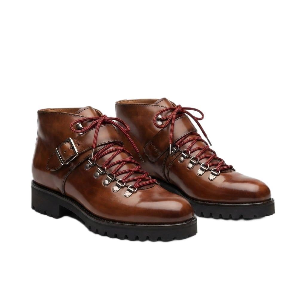 costoso italiano Devine Men's Leather Hiking Boots, Brown Lace-Up Lug Sole-picture-56