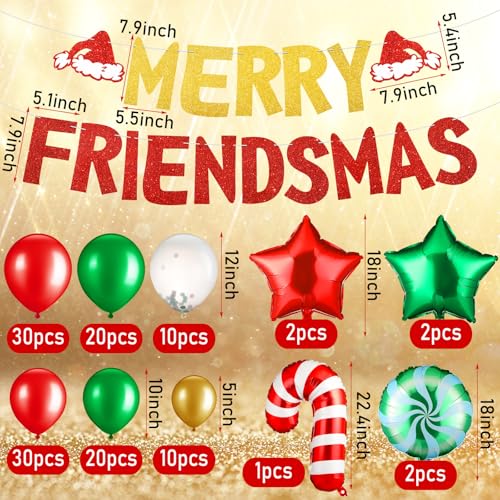 Seematn 128 PCS Merry Friendsmas Party Decorations Friends Celebrate Banner Balloons Friends Themed Christmas Garland Bunting Decorations Supplies for Xmas Holiday Party by Seematn - Image 2