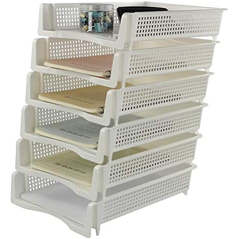 Sandmovie Plastic Stacking A4 Paper Trays, Letter Trays, 6 Packs Cover