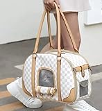 Designer Chewy Dog Carrier Bag | Dog Purse (White, 16