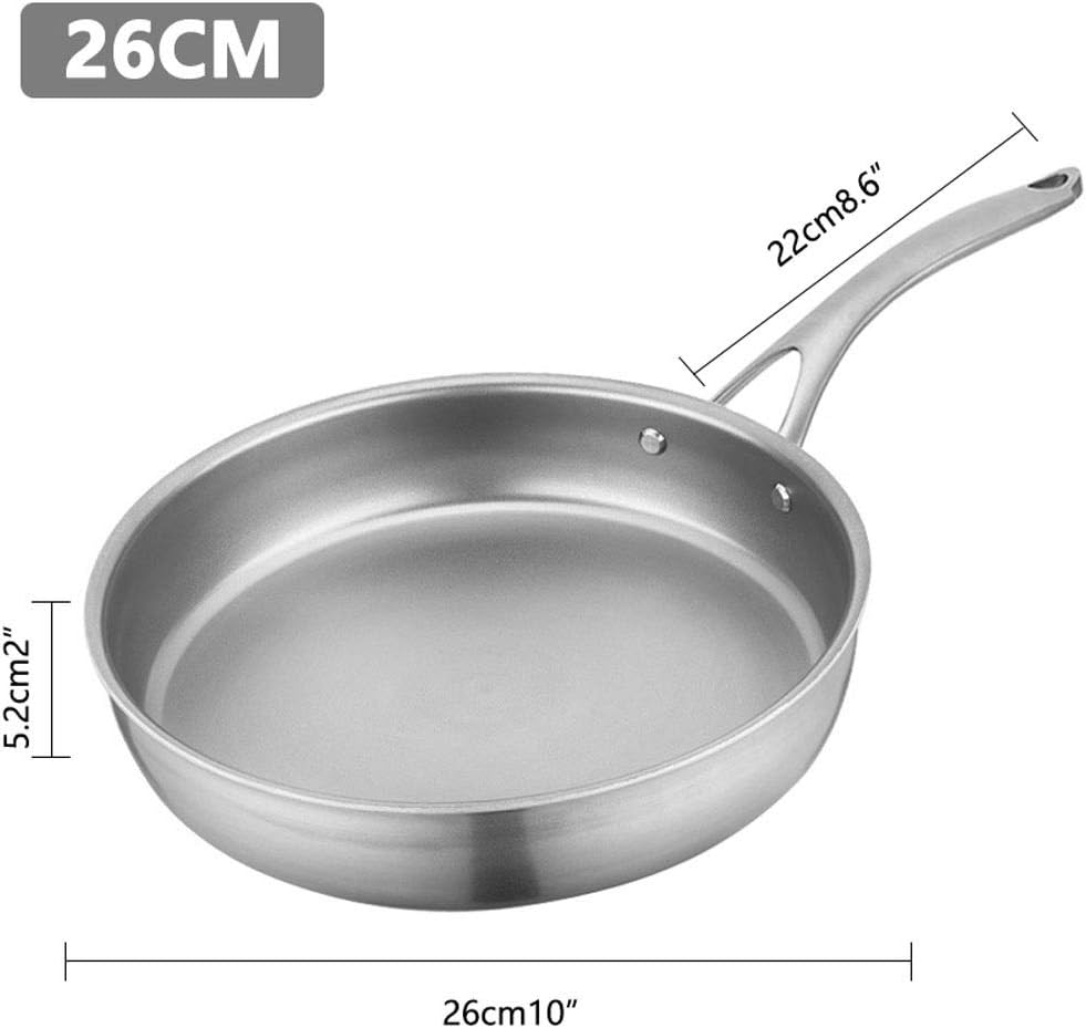 100% Pure Titanium Pan Frying Pan Uncoated Household Steak Omelet Household Gas Induction Cooking (Color : 24cm) (26cm)