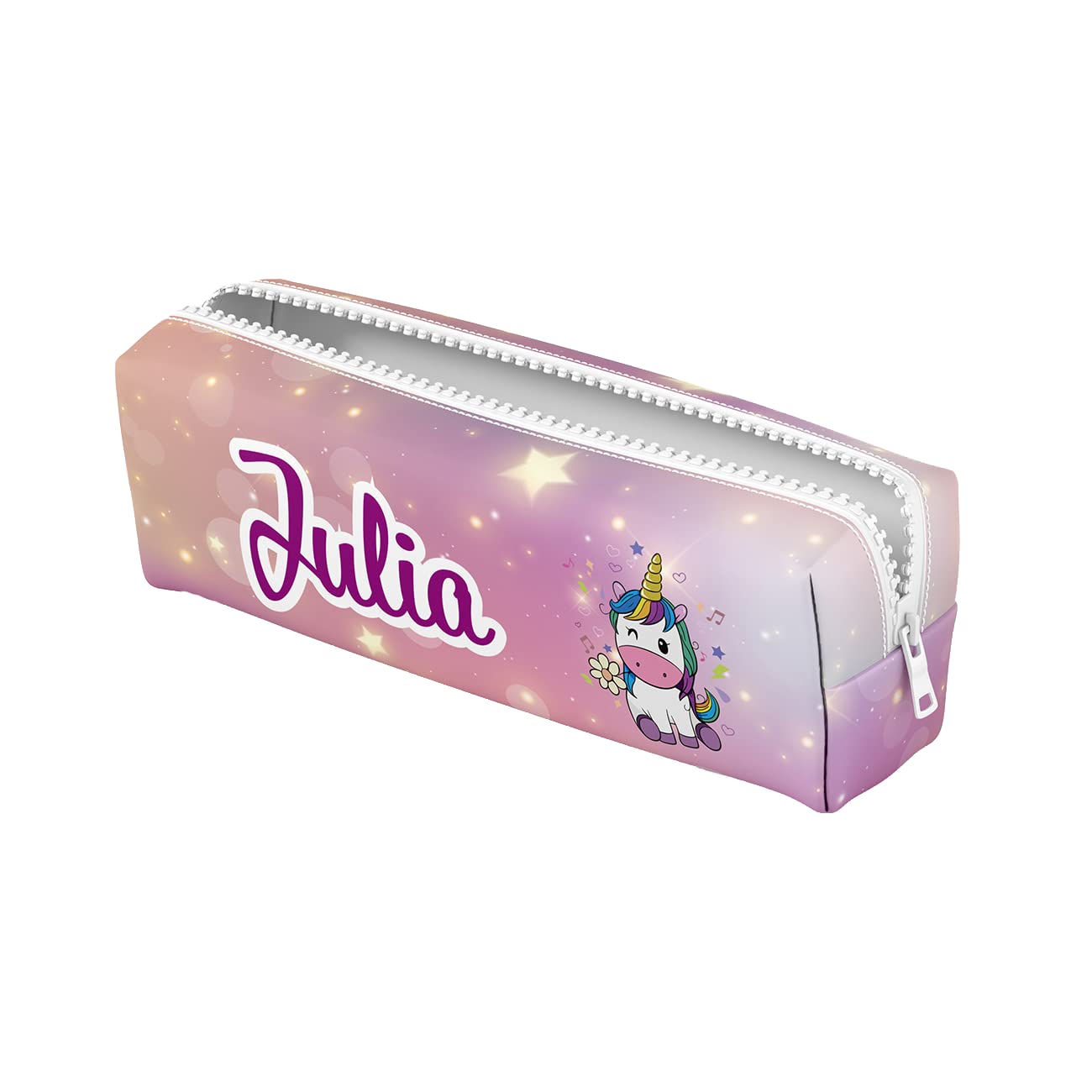 ZPUBLI+ Estuches Escolares de 22 cm Personalizados con Nombres, Fechas, Frases etc. Estuche Personalizado básico para el Colegio con Dibujos Originales. (Unicornio Rosa)
