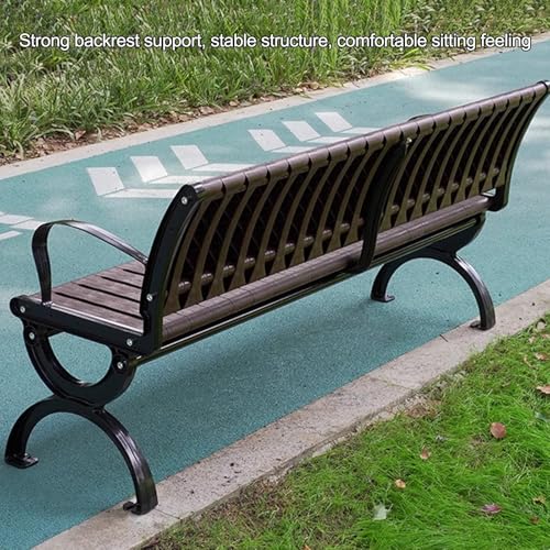 Banco de jardín metálico de 120 cm con respaldo resistente a UV 6