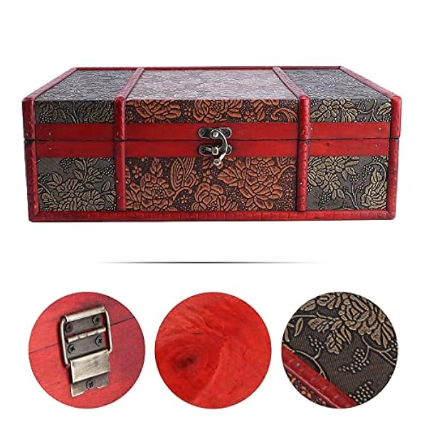 Cabilock Set van 2 opbergdozen voor meisjes, antieke geschenkdoos, boekje, halsketting, opbergorganizer, kleine voorwerpen, vintage capaciteit, sieraden, hout, schatje, groot aandenkenkenkenkamercertificaat