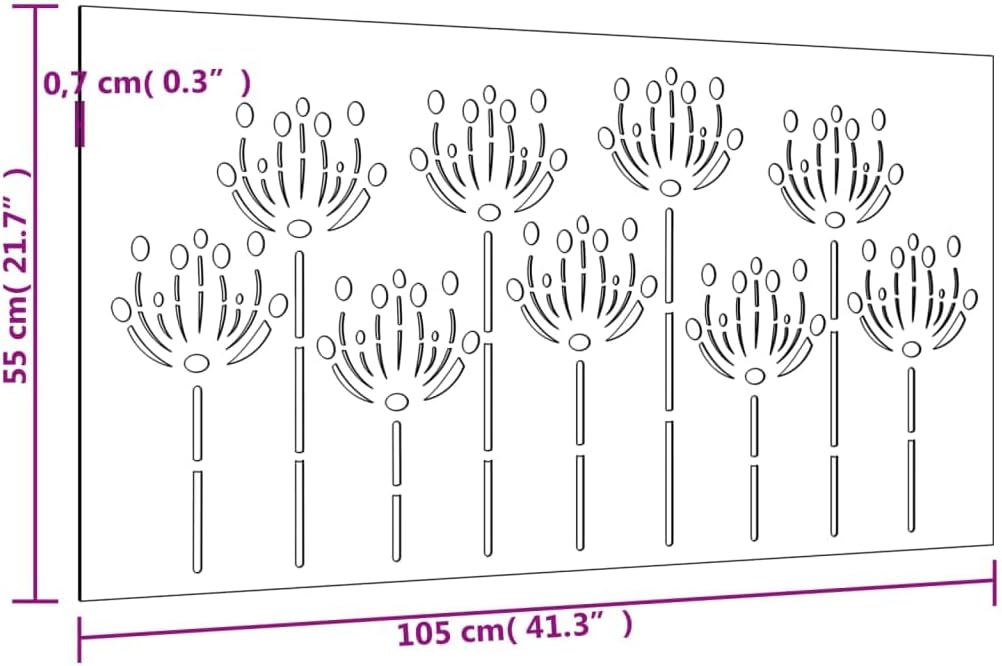 YuuSsea Garden Wall Decoration, Rusty Corten Steel Outdoor Metal Art, 41.3 x 21.7 in Floral Pattern for Patio Fence Decor