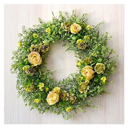 Couronne de Noël artificielle FLXHSA fleur de porte et mur de mariage avec feuilles vertes