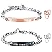 Produktbild Huture Damen Herren Pärchen Armbänder & Paar Klingelt, Armband mit Gravur Buchstaben Her Beast & His Beauty, Paar Edelstahl Panzerarmband für Lover Couple Geschenke (Schwarz Silber Rosegold)
