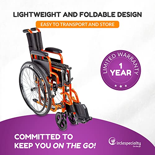 Circle Specialty, Ziggo 12” Seat Width Pediatric Wheelchair For Kids & Children, Lightweight, Manual Folding Wheelchair W/Safety Belt, Swing-Away Foot Support W/Straps, Desk Length Arm Rests #TOP6