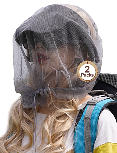 image for wohohoho Mosquito Head Net Mesh with Drawstring, Bug Face Netting for 