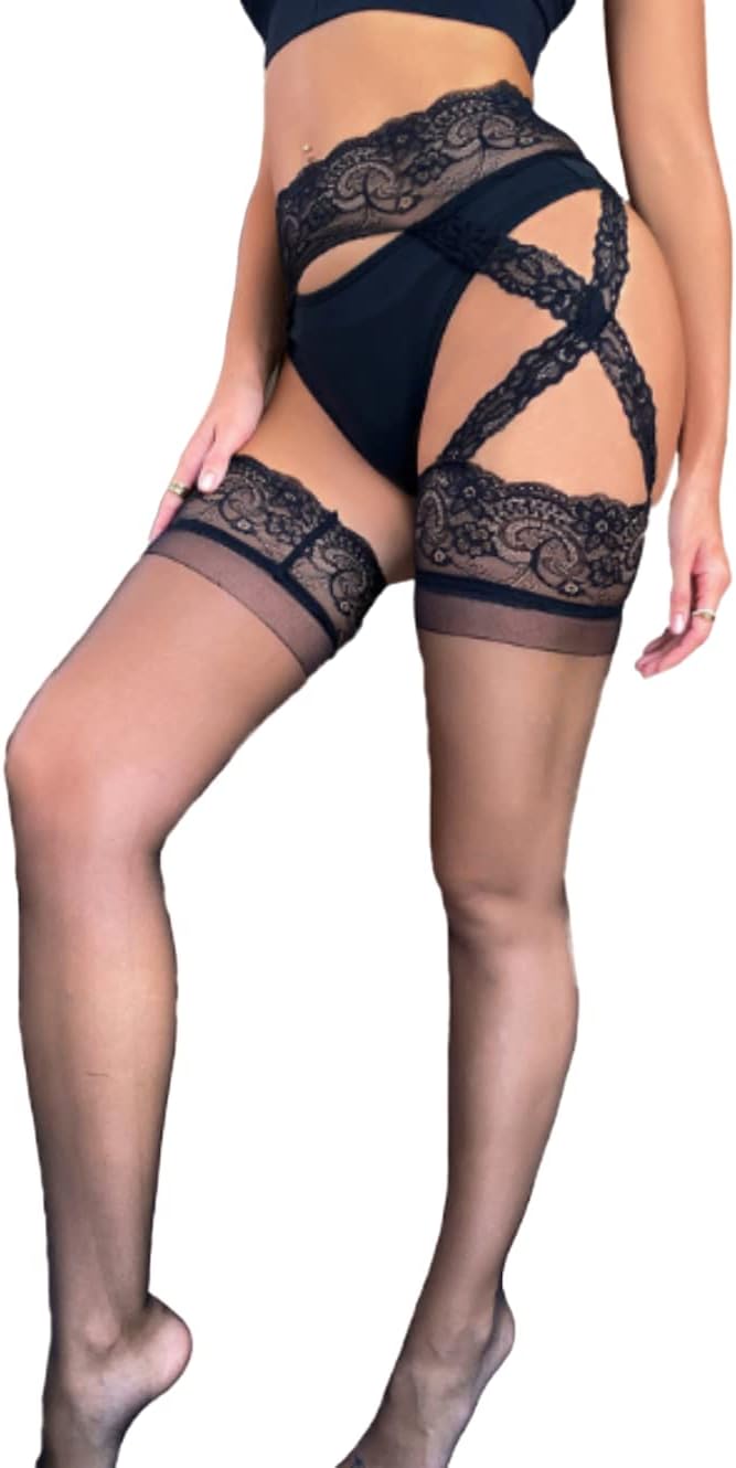 Womens Fishnet Stockings Lace Tights Suspender Pantyhose Stockings Fish Net Tights Lace Stockings