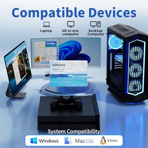 512GB SSD 内蔵SSD、2.5インチ SATA III 6Gb/s、最大560MB/sの読み取り速度、3D NANDフラッシュ、PC/ラップトップ/デスクトップ/NAS用耐衝撃落下性能、Windows/Mac/Linux対応