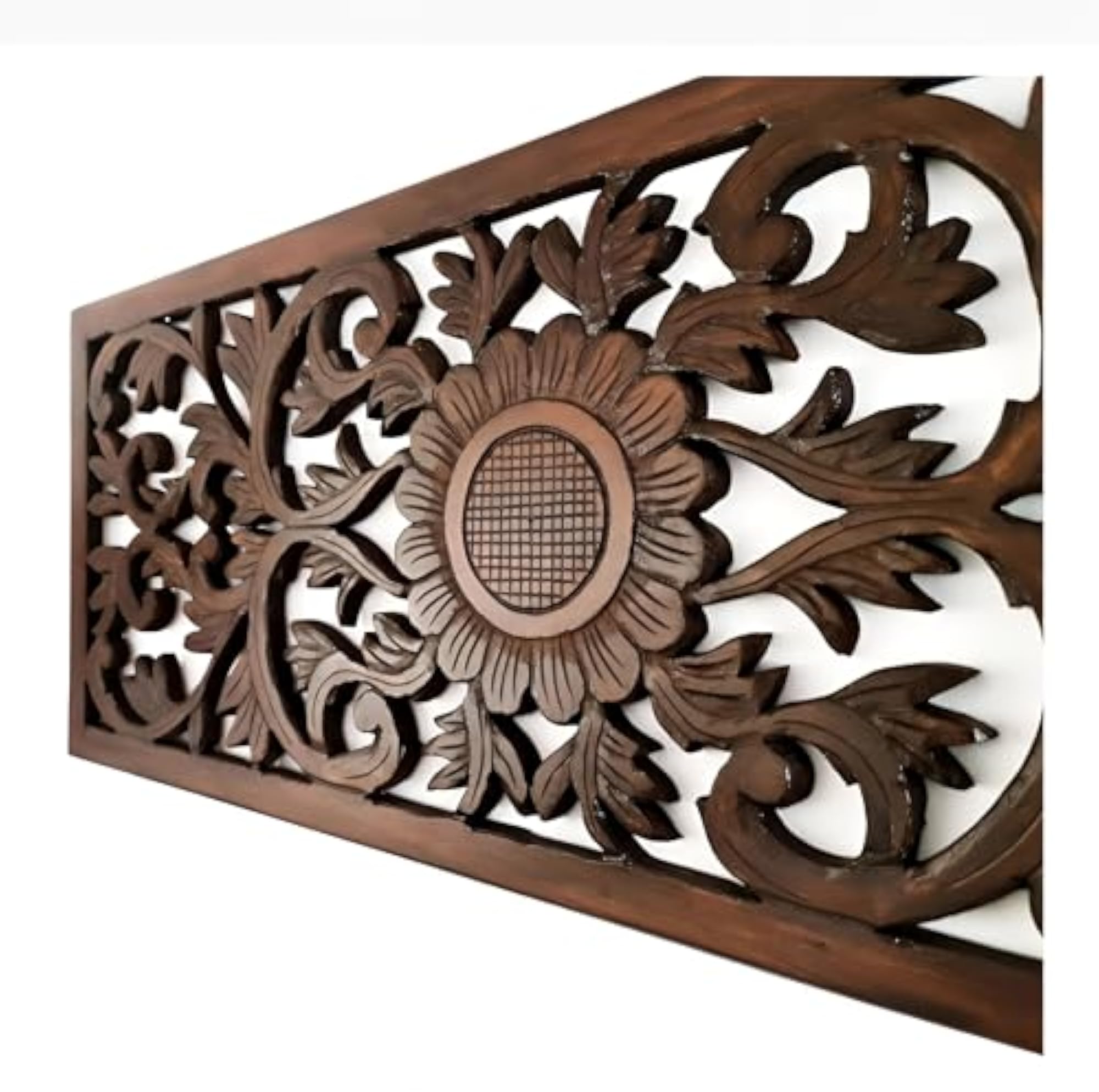 Wooden Wall Panel Rectangular Handcarved Art Sculpture