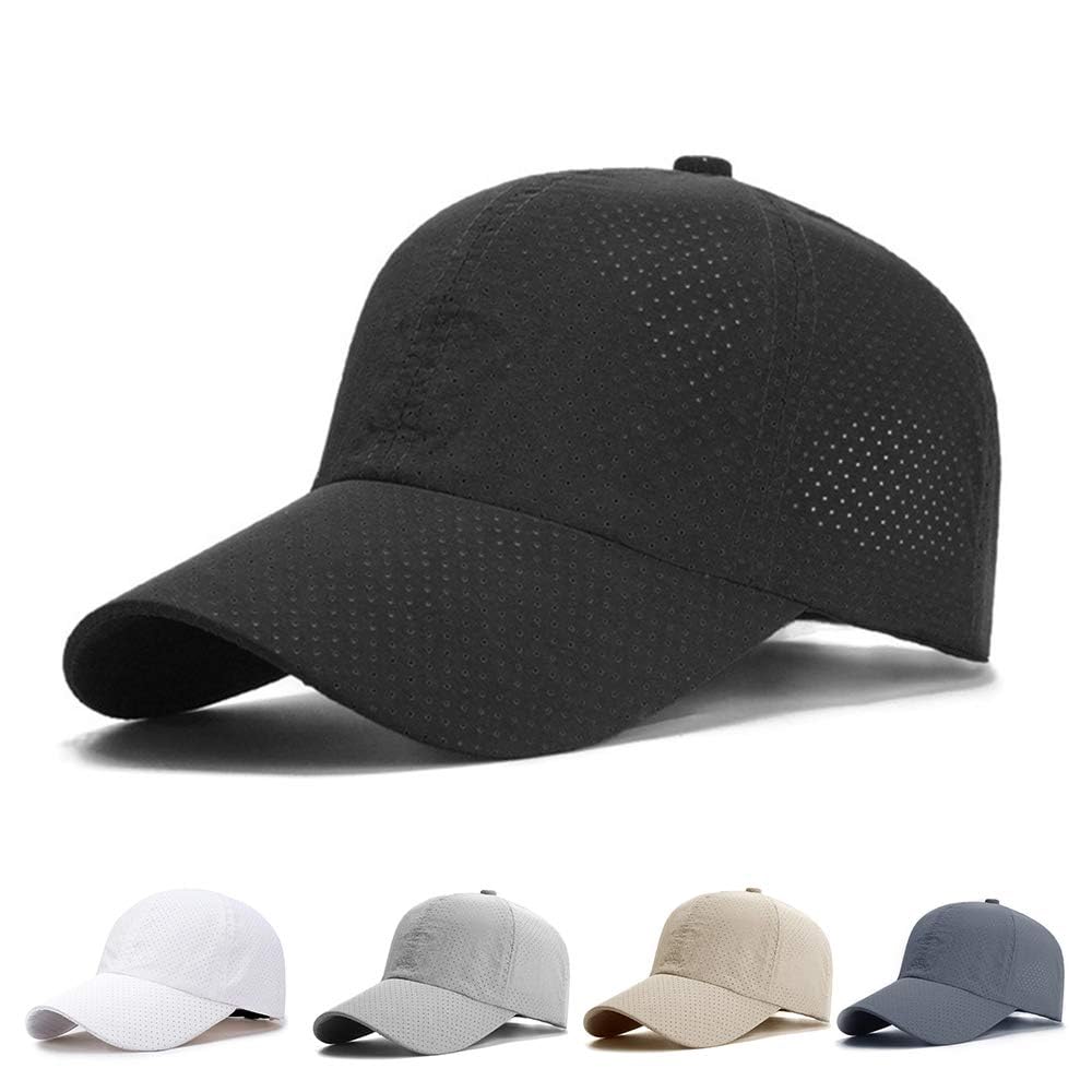 Right earUnisex black baseball cap adjustable summer quick-drying mesh breathable sports cap