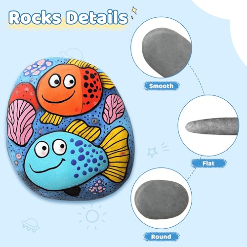 RITOLLO 26PCS River Rocks for Painting 2-3 Inch Painting Rocks Flat Smooth Rocks to Paint Natural Rock Painting Bulk for Kids, Stones for Arts & Crafting Gift