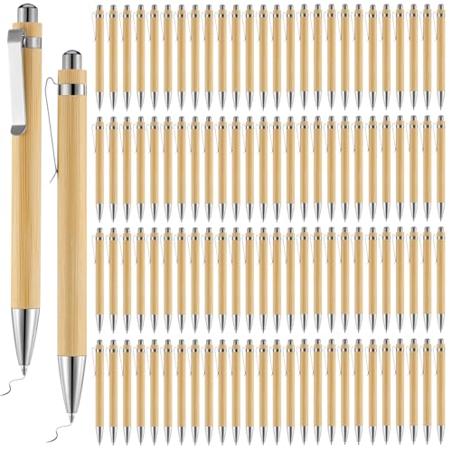 Maitys 500 Pcs Bamboo Ballpoint Pens Bulk Wooden Retractable Black Ink 1mm Engraving Wooden Pen Customizable Gift Bulk