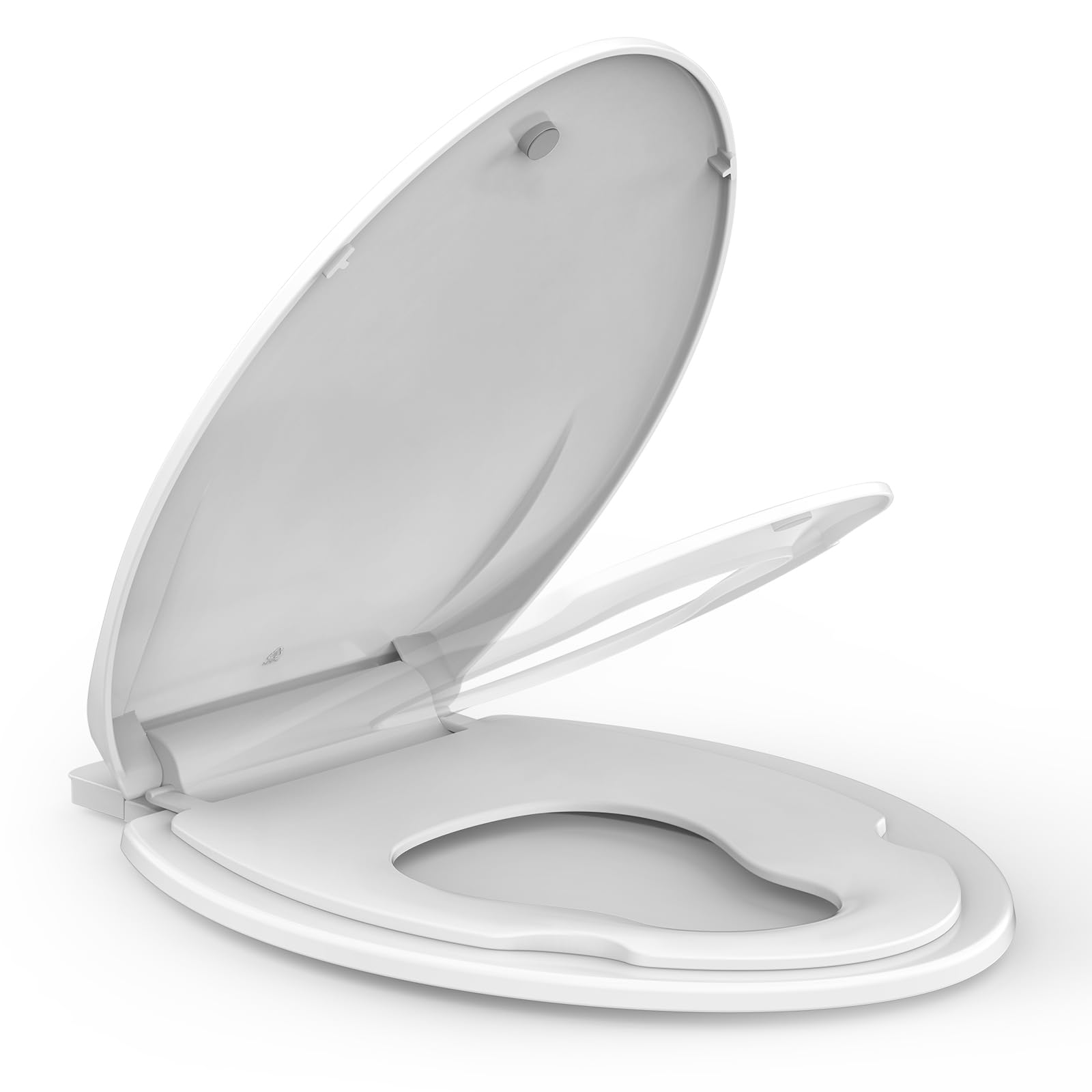 Homfan White Toilet Seat, Elongated Toilet Seat With Toddler Seat Built In, Potty Training Toilet Seat Elongated Fits Both Adult And Child, With Soft Close, Never Loosen, Easy Install And Clean