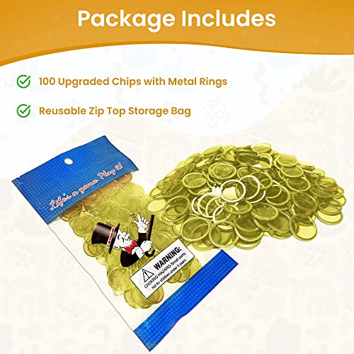 image for MR CHIPS Magnetic Bingo Chips with Metal Ring 3/4 Inch 100 Upgraded Pi